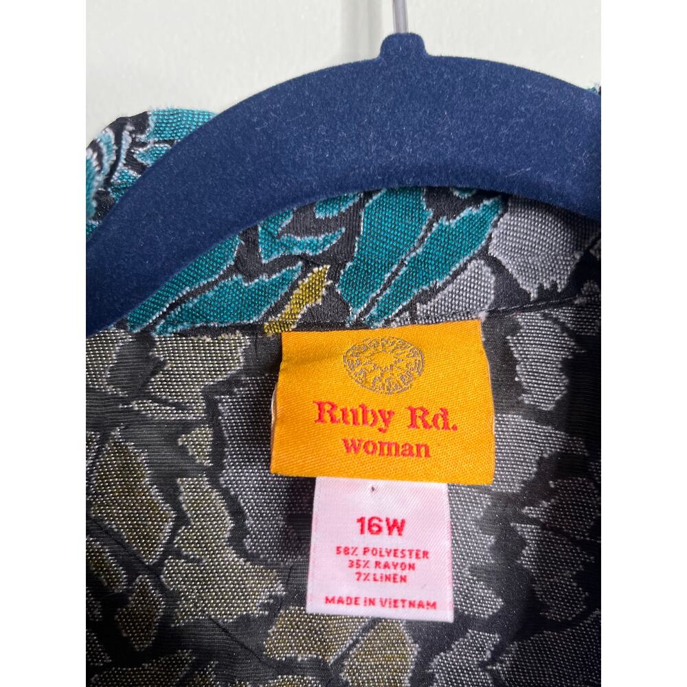 Ruby Rd Linen Blend Button Up 16W - Picture 3 of 4